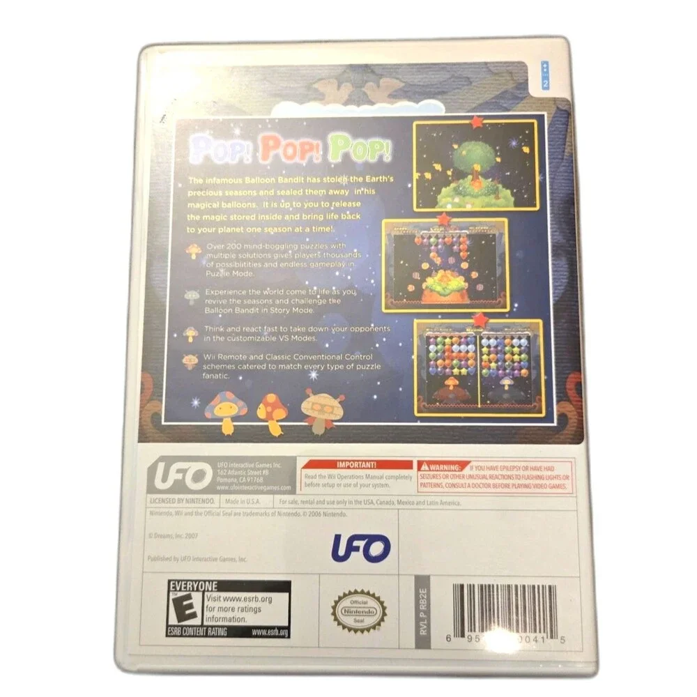 Balloon Pop Nintendo Wii Game 2007 Complete in Box CIB w/ Manual Tested